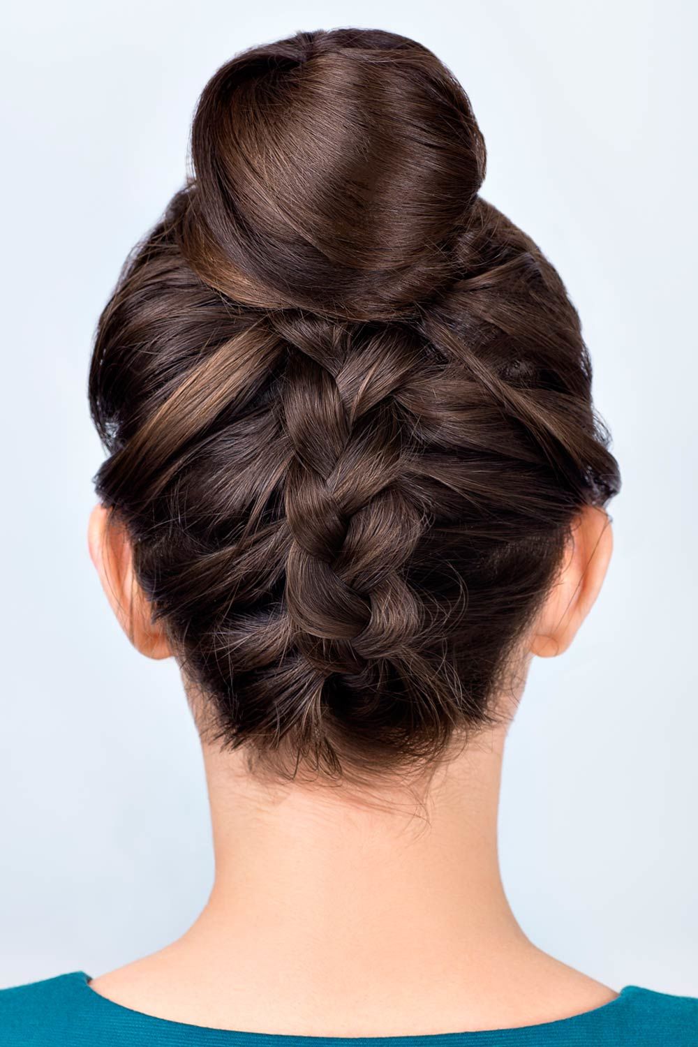 Braided Hairstyle With Hight Top Bun