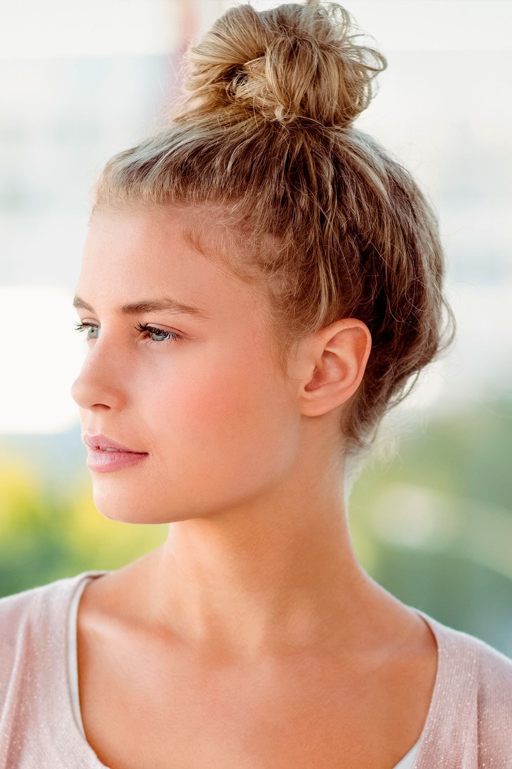 Messy Curly Hair Into Bun