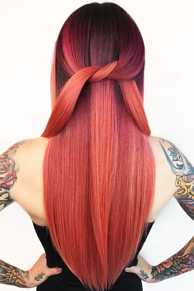 Black To Red Ombre #redhair #brunette #ombre
