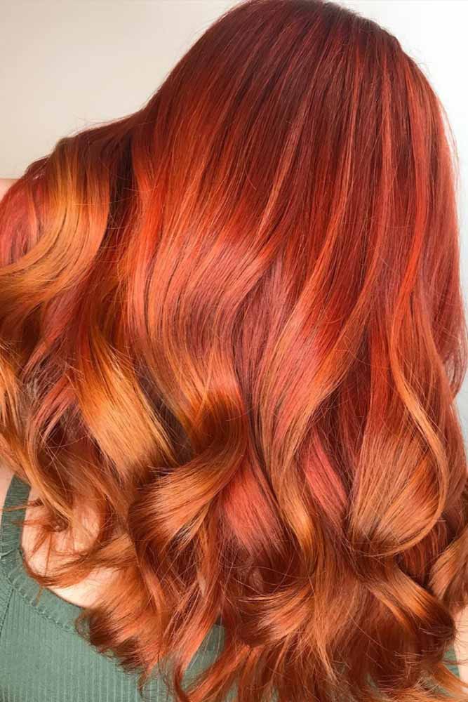 Golden Copper Highlights #redhair #wavyhair #highlights