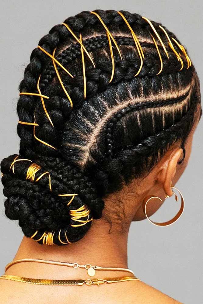 Tied Braided Low Bun #updo #cornrowbraids #braids