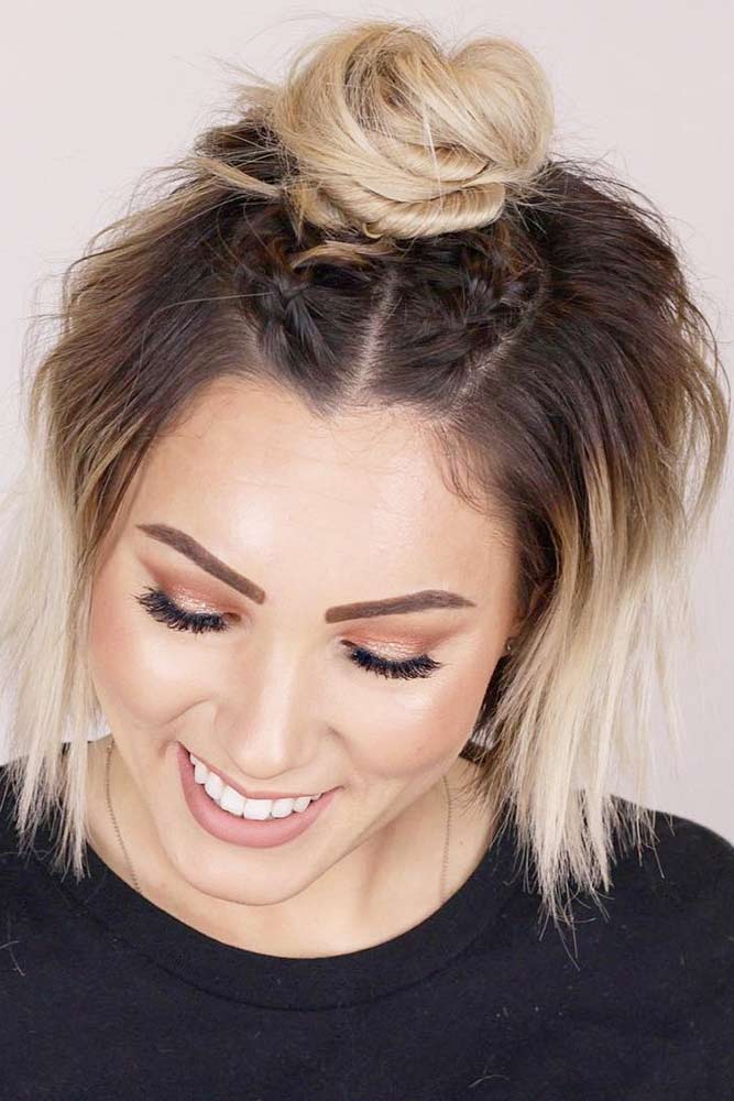30 Easy And Fancy Ideas Of Wearing Hair Bun For Short Hair