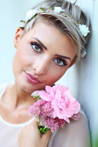 Embellish Your Hair With Flowers #shorthairstyles #shorthair #hairstyles #pixiehaircut #headband