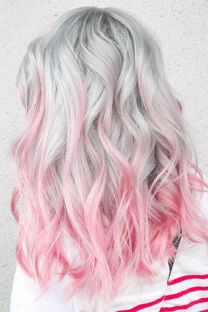 Grey Hair With Pink Ends #pinkhair #ombre