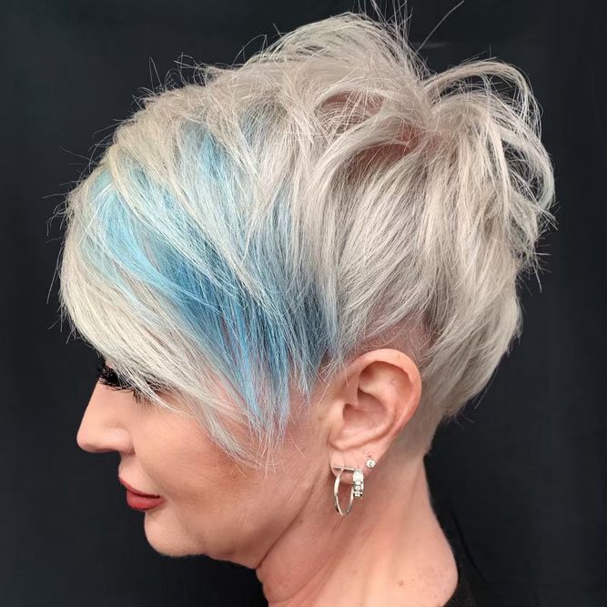 Funky Pixie With Long Bangs #pixiehaircuts #haircuts #hairstylesforwomenover50 #shorthaircutsforwomenover50