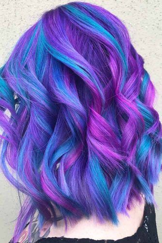 Trendy Blue And Purple Highlights #purplehighlights #highlights #haircolor 