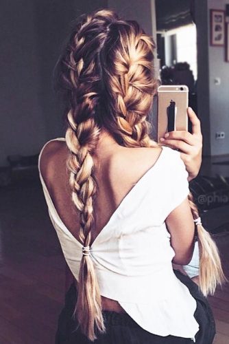 French Braids With Blonde Balayage #brunette #balayage #braids