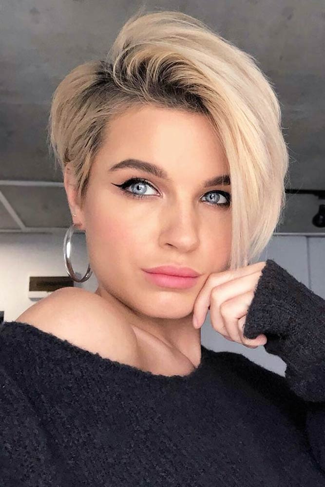 Asymmetrical Haircut Ideas Deep Side Part Pixie 