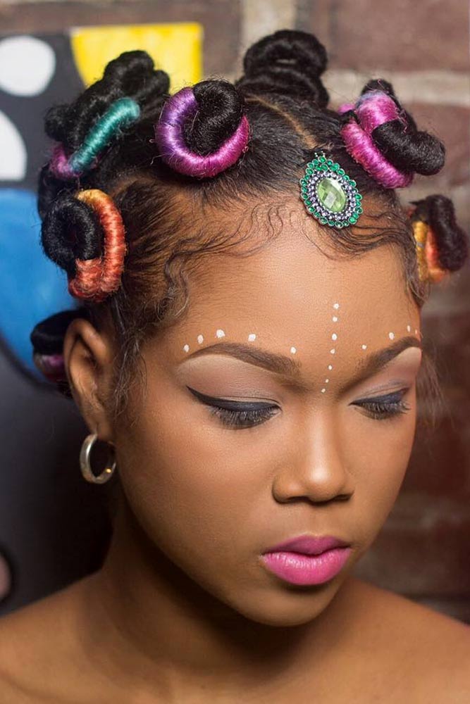 Funky Colorful Bantu Knots #bantuknots #hairtype #naturalhair #hairstyles