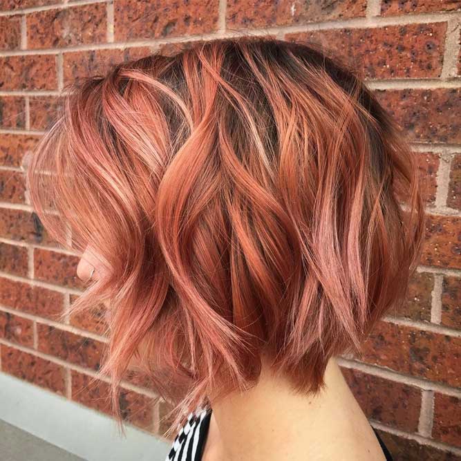 Coral Textured Bob Beachy Waves #beachwaves #shorthair #hairstyles 