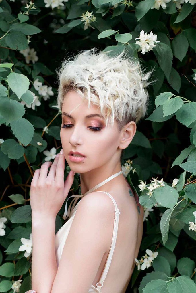 Icy Blonde Beach Waves For Pixie Cut