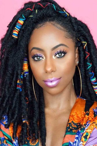 Crochet Braids Hairstyle With Ties #crochetbraids #fauxlocks