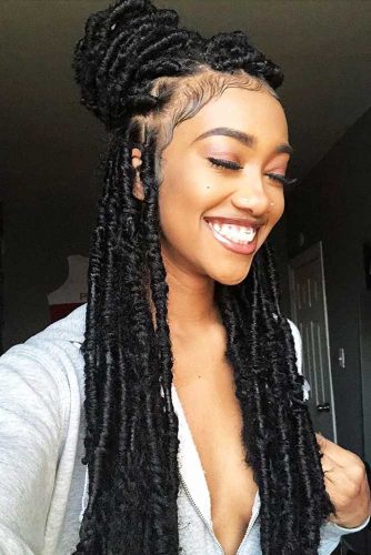 Sumptuous Half-Up Bun For Natural Hair #crochetbraids #braids #longhair #bun