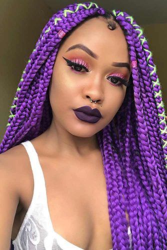 Violet Braids With Hair Ties #crochetbraids #braids