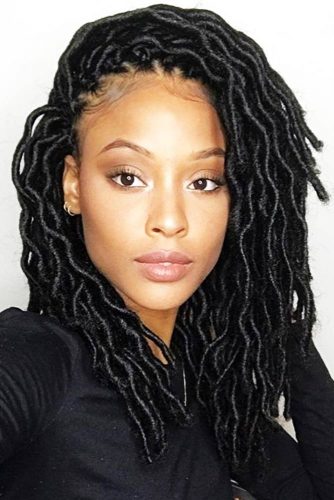 Side Styled Faux Locs Lob #fauxlocs