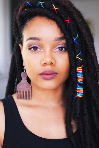 Goddess Locs With Funky Hair Ties #fauxlocs #naturalhair