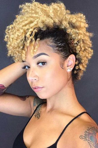 Contrastive Finger Coiled Mohawk #shorthairstyles #naturalhair #hairstyles #mohawk #curlyhair