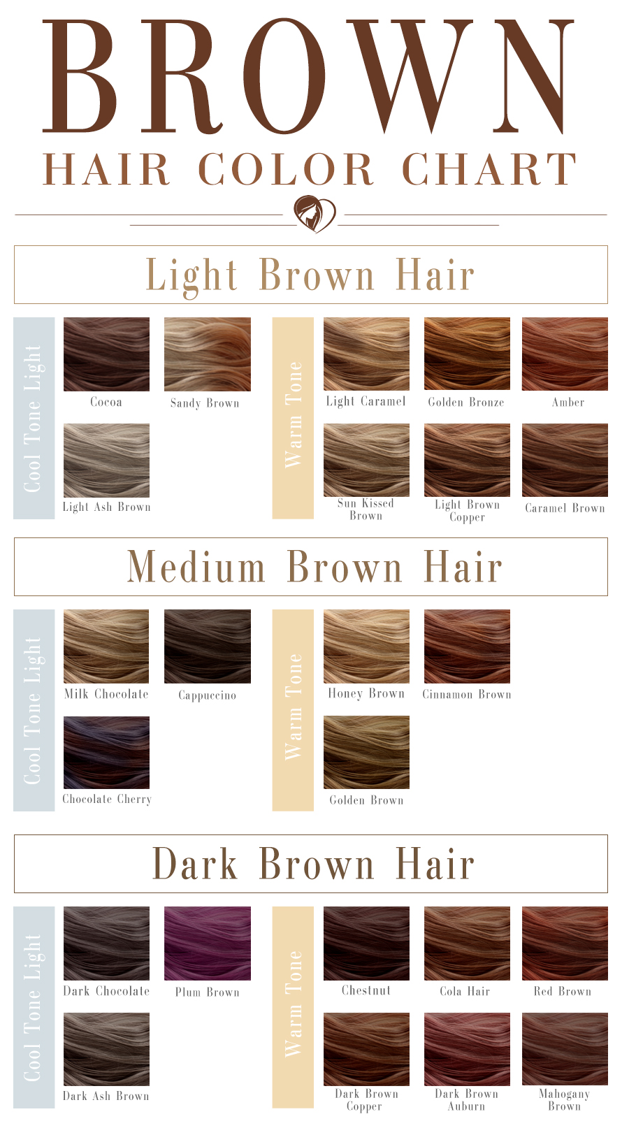 27 Shades Of Brown Hair Color Chart To Suit Any Complexion