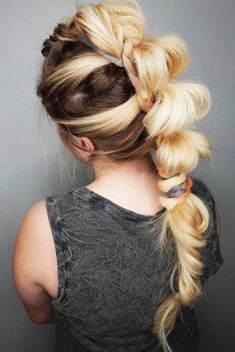 Feminine Bubbled Faux Hawk #braids #fauxhawk