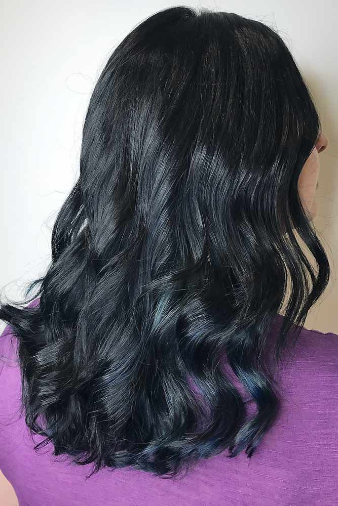 black hair with blue and purple tips