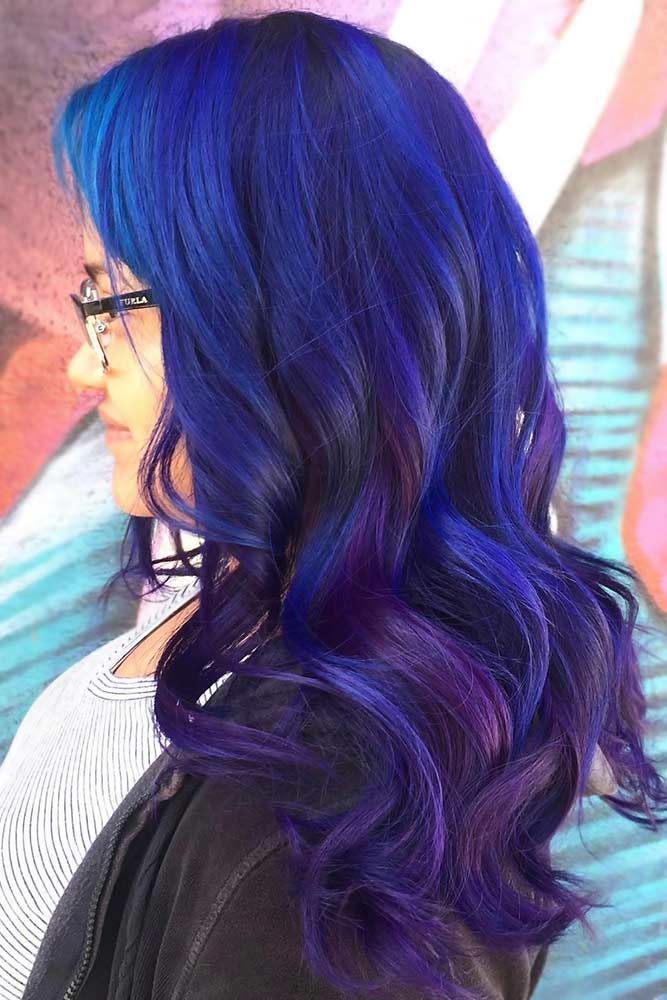 purple blue and black hair