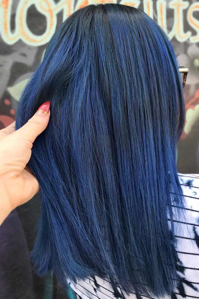 dark blue hair color highlight ideas