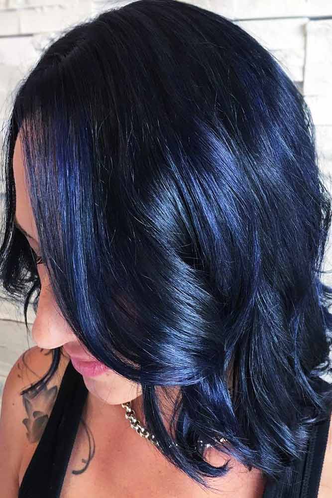 black hair blue highlights