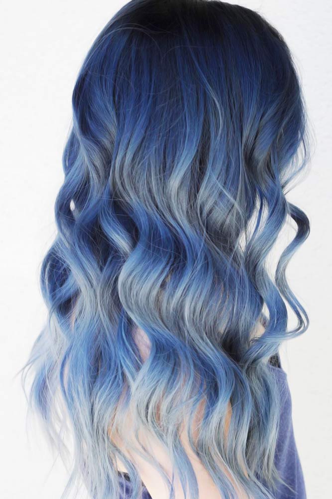 black hair blue highlights