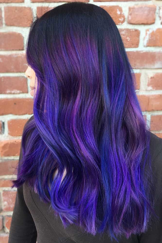 black and blue and purple hair