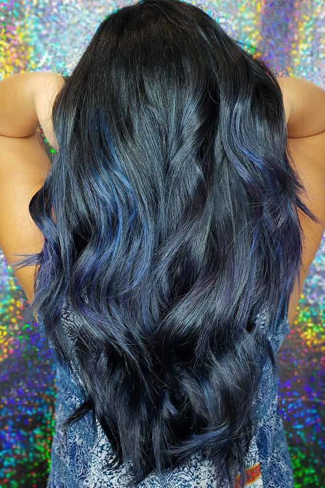 black hair blue highlights