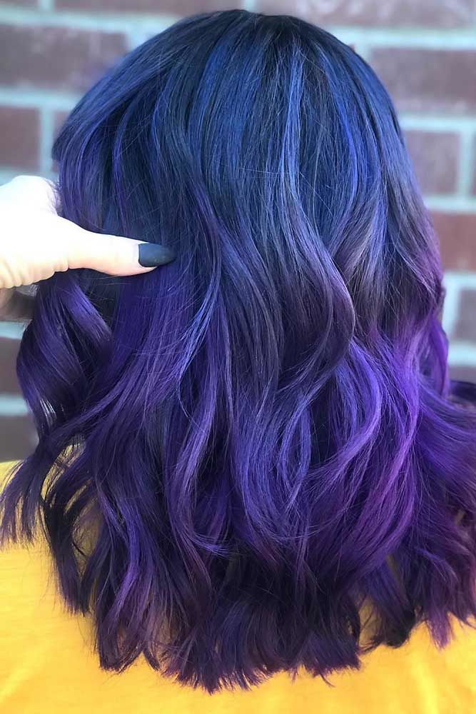 black hair with blue and purple tips