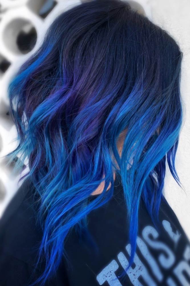 dark blue hair color highlight ideas