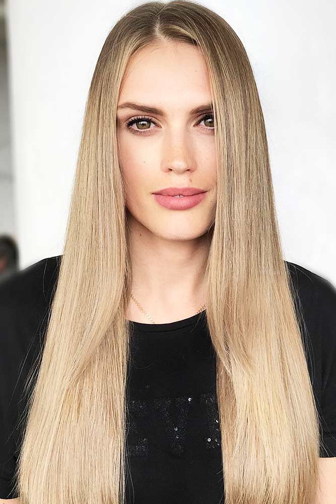 Stylishly Neutral Beige Blonde #blondehair #straighthair #longhair