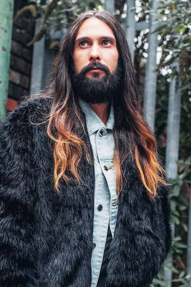 Long Straight Hair With Middle Parting #ombrahair #straighthair #menshairstyles #menslonghairstyles