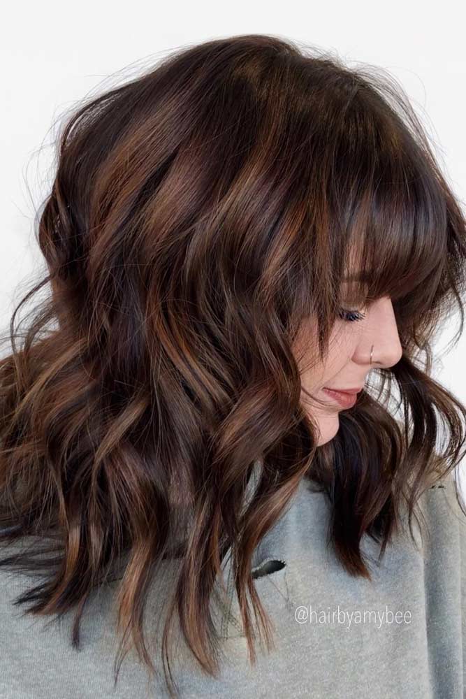 Modern Shag With Bangs #featheredhair #featheredhaircuts #haircuts #mediumhair