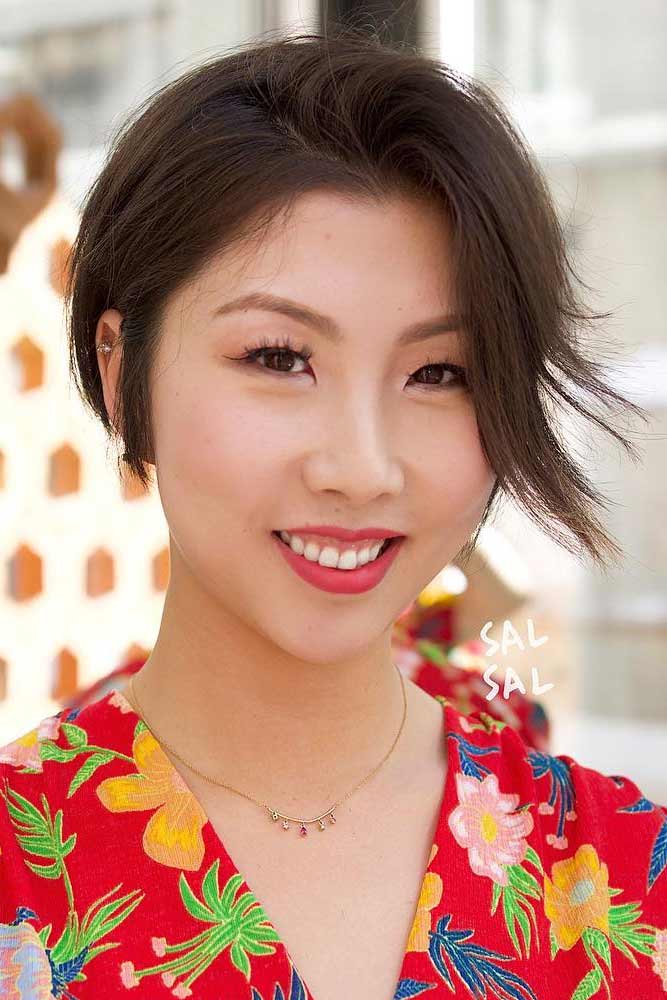 Side Parted Pixie #asianhairstyles #hairstyles #pixiehairstyle