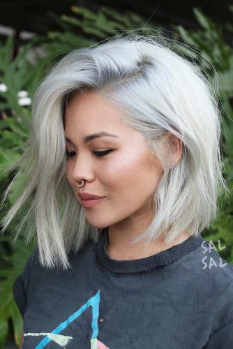 Side Parted Lob #asianhairstyles #hairstyles #lobhairstyle #blondehair