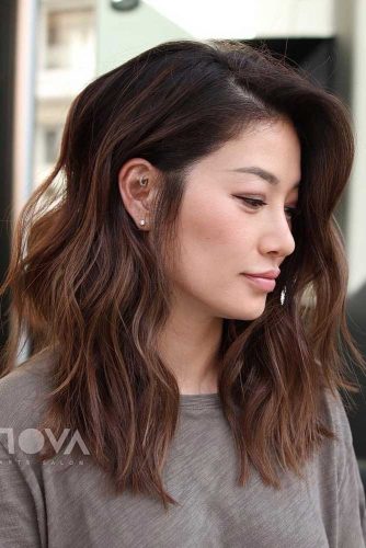 Side Parted Long Shag #asianhairstyles #hairstyles #longhair