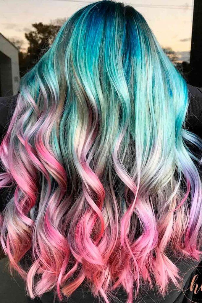 Pastel Unicorn Blue To Pink Hair