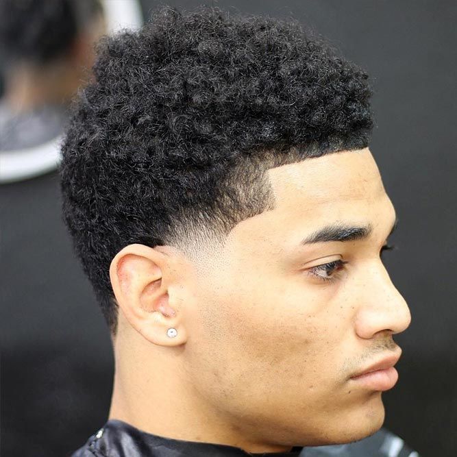 Short Natural Curls Temple Fade #blackmenhairstyles #blackmenhaircuts