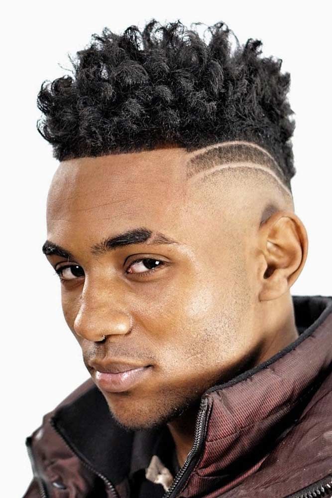 Textured Top + Shaved Lines #blackmenhairstyles #blackmenhaircuts