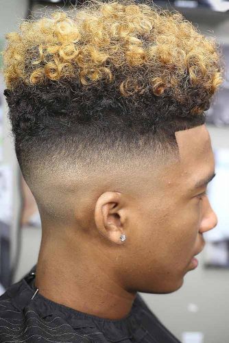 Two Toned Flat Top #flattophaircut #coloredhair #curlytop