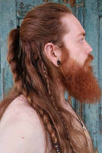 Simple Braids With Long Mane And Beard #manbraid #vikinghairstyles #vikinghair