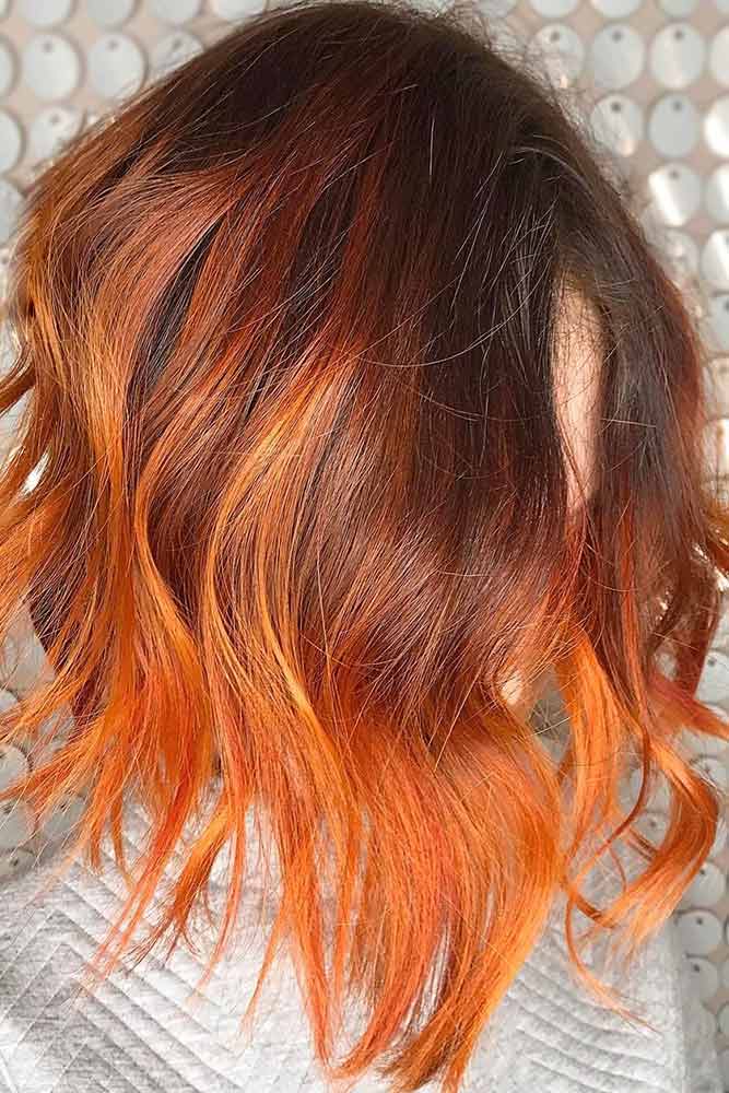 Fiery Light Red #redhair #highlights #brunette