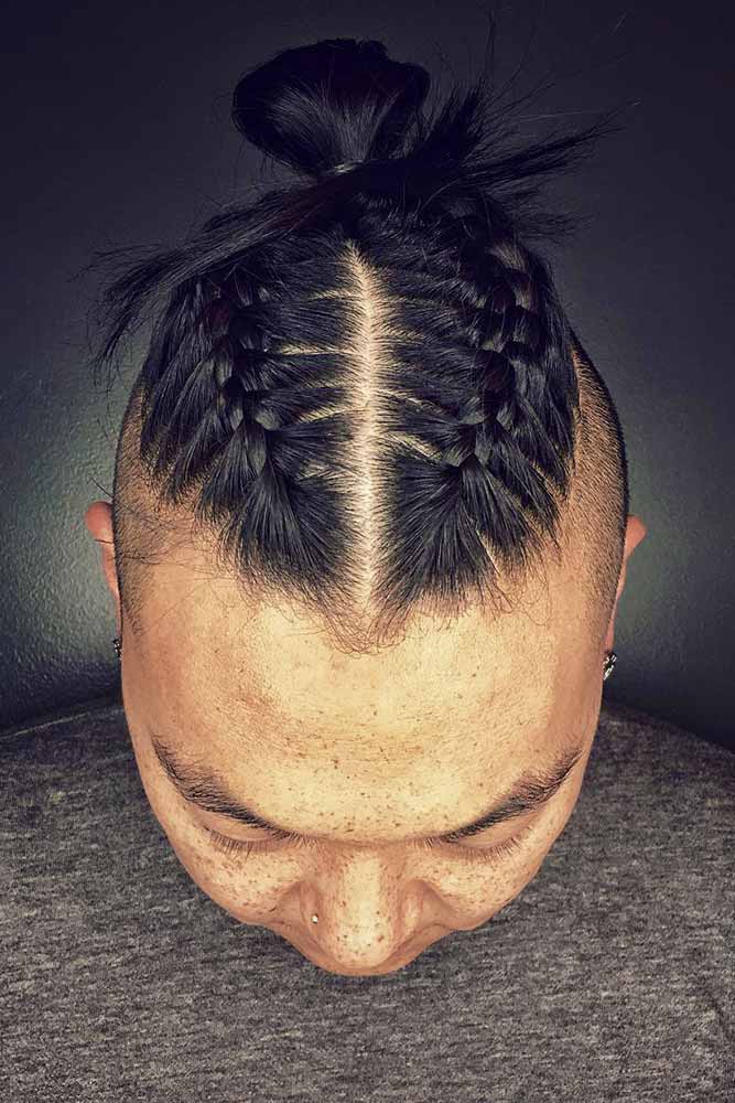 Men’s Braids And Bun #manbun #manbraid #braidedbun