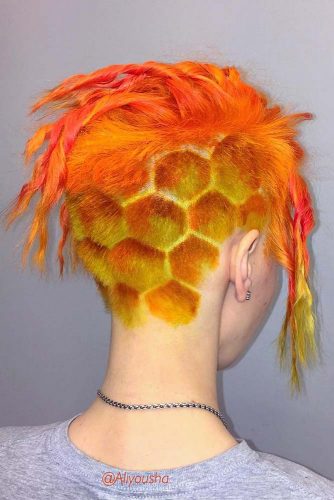 Fiery Honeycomb Undercut #undercutdesigns #haicuts #bobhaircut