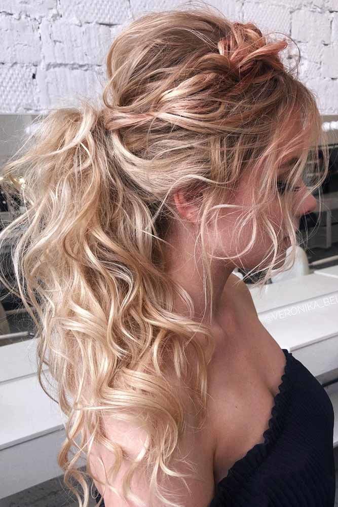 Ponytail With Messy Side Braid #wavyhair #hairtypes