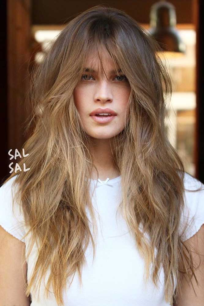 Messy Shag With Straight Bangs #longshaghaircut #shaghaircut #haircuts #longhair