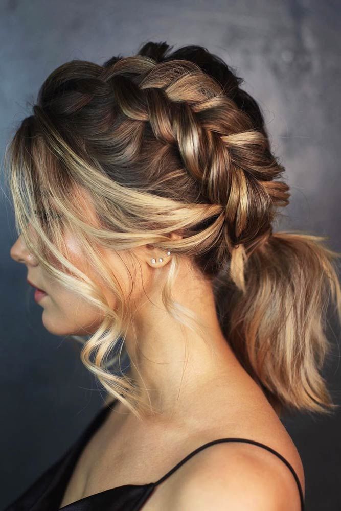 Side Braid Into Ponytail For Lob #lowponytails #ponytails #braids