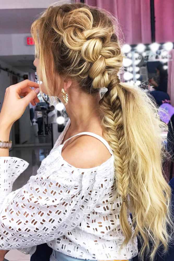 Side Dutch Into Fishtail Braid #lowponytails #ponytails #braids